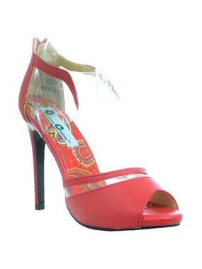 NEW Women's Red Pointed Toe Clear Ankle Strap Stiletto Pump Heel Sandal